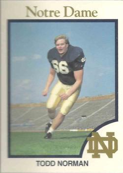 1990 Notre Dame Fighting Irish 60 #52 Todd Norman Front