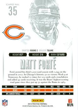2013 Panini Prestige #35 Matt Forte Back