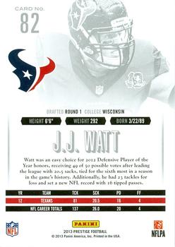 2013 Panini Prestige #82 J.J. Watt Back