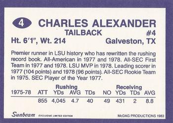 1983 Sunbeam Bread LSU Tigers #4 Charles Alexander Back