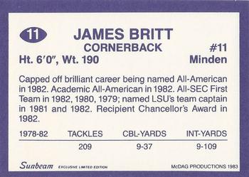 1983 Sunbeam Bread LSU Tigers #11 James Britt Back