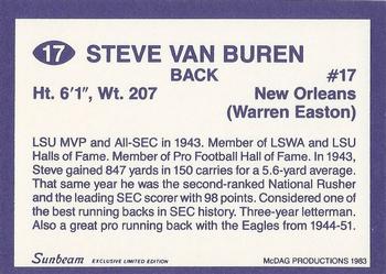 1983 Sunbeam Bread LSU Tigers #17 Steve Van Buren Back