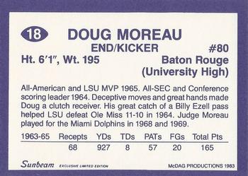 1983 Sunbeam Bread LSU Tigers #18 Doug Moreau Back