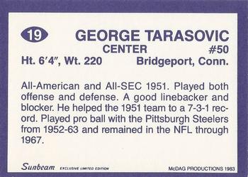 1983 Sunbeam Bread LSU Tigers #19 George Tarasovic Back