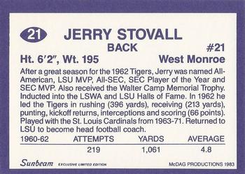 1983 Sunbeam Bread LSU Tigers #21 Jerry Stovall Back