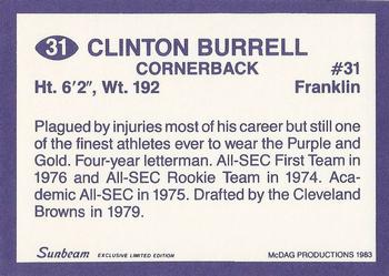 1983 Sunbeam Bread LSU Tigers #31 Clinton Burrell Back