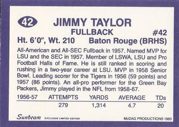1983 Sunbeam Bread LSU Tigers #42 Jim Taylor Back