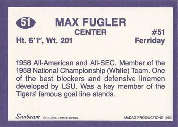 1983 Sunbeam Bread LSU Tigers #51 Max Fugler Back