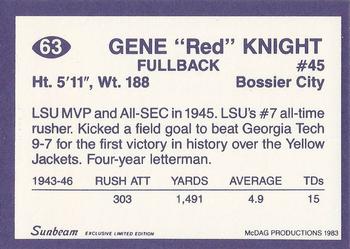 1983 Sunbeam Bread LSU Tigers #63 Gene Knight Back
