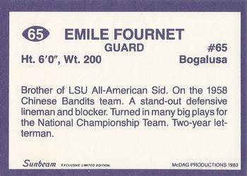 1983 Sunbeam Bread LSU Tigers #65 Emile Fournet Back