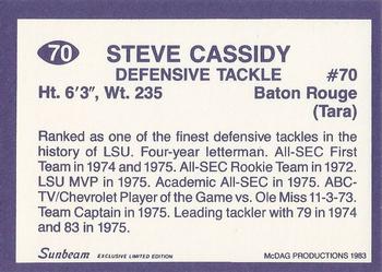 1983 Sunbeam Bread LSU Tigers #70 Steve Cassidy Back