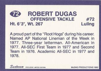 1983 Sunbeam Bread LSU Tigers #72 Robert Dugas Back
