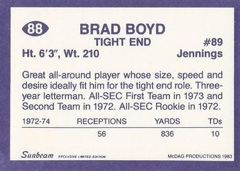 1983 Sunbeam Bread LSU Tigers #88 Brad Boyd Back