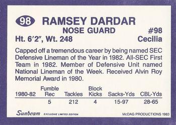 1983 Sunbeam Bread LSU Tigers #98 Ramsey Dardar Back