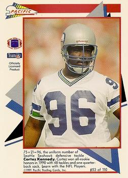 1991 Pacific Flash Cards #53 Cortez Kennedy Back