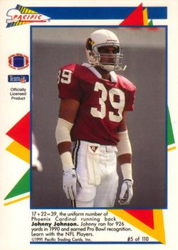1991 Pacific Flash Cards #5 Johnny Johnson Back