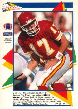 1991 Pacific Flash Cards #9 Steve DeBerg Back