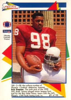 1991 Pacific Flash Cards #11 Eric Swann Back