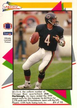 1991 Pacific Flash Cards #14 Jim Harbaugh Back