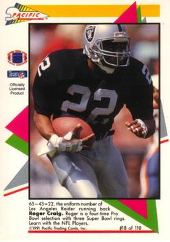 1991 Pacific Flash Cards #18 Roger Craig Back