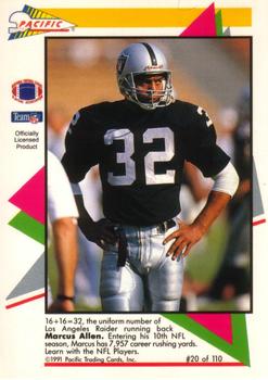 1991 Pacific Flash Cards #20 Marcus Allen Back