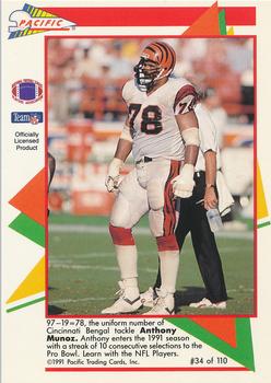 1991 Pacific Flash Cards #34 Anthony Munoz Back