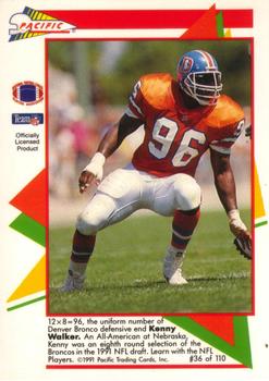 1991 Pacific Flash Cards #36 Kenny Walker Back