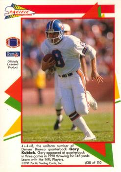 1991 Pacific Flash Cards #38 Gary Kubiak Back