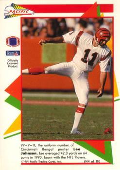 1991 Pacific Flash Cards #44 Lee Johnson Back