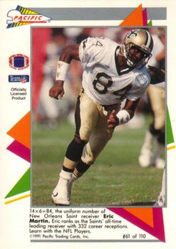1991 Pacific Flash Cards #61 Eric Martin Back