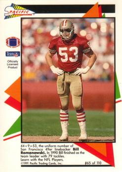 1991 Pacific Flash Cards #65 Bill Romanowski Back