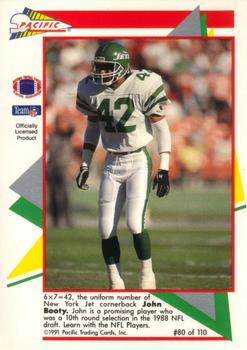 1991 Pacific Flash Cards #80 John Booty Back