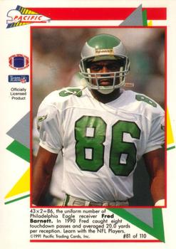 1991 Pacific Flash Cards #81 Fred Barnett Back