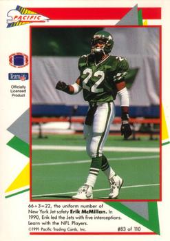 1991 Pacific Flash Cards #83 Erik McMillan Back
