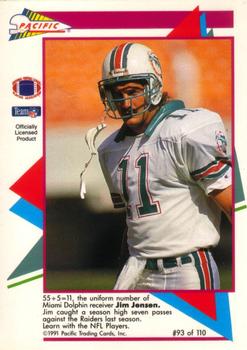 1991 Pacific Flash Cards #93 Jim Jensen Back