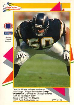 1991 Pacific Flash Cards #97 Gary Plummer Back