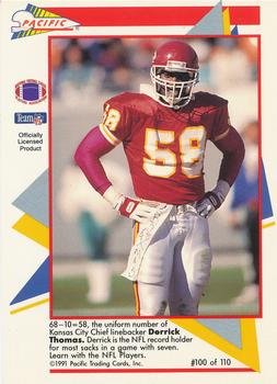 1991 Pacific Flash Cards #100 Derrick Thomas Back