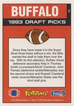1993 Cardz The Flintstones NFL #2 Buffalo - Draft Picks Back