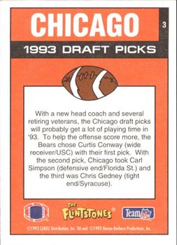 1993 Cardz The Flintstones NFL #3 Chicago - Draft Picks Back