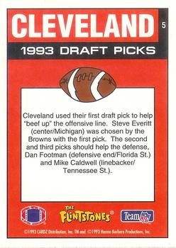 1993 Cardz The Flintstones NFL #5 Cleveland - Draft Picks Back