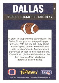 1993 Cardz The Flintstones NFL #6 Dallas - Draft Picks Back