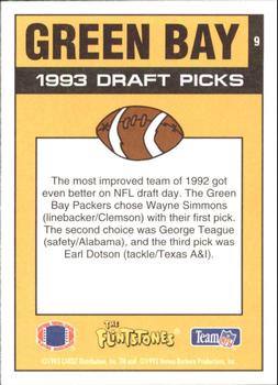 1993 Cardz The Flintstones NFL #9 Green Bay - Draft Picks Back