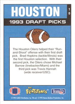 1993 Cardz The Flintstones NFL #10 Houston - Draft Picks Back