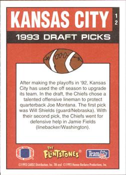 1993 Cardz The Flintstones NFL #12 Kansas City - Draft Picks Back