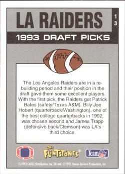 1993 Cardz The Flintstones NFL #13 LA Raiders - Draft Picks Back