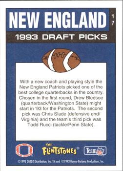 1993 Cardz The Flintstones NFL #17 New England - Draft Picks Back