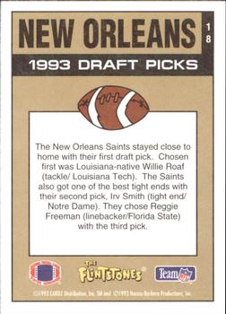 1993 Cardz The Flintstones NFL #18 New Orleans - Draft Picks Back