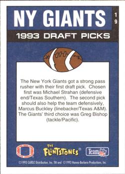 1993 Cardz The Flintstones NFL #19 NY Giants - Draft Picks Back