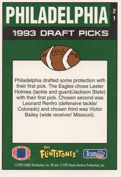 1993 Cardz The Flintstones NFL #21 Philadelphia - Draft Picks Back
