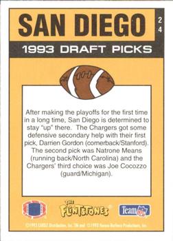 1993 Cardz The Flintstones NFL #24 San Diego - Draft Picks Back